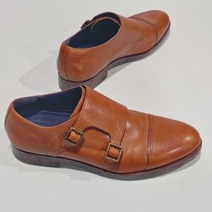 Cole Haan Men's Brown Leather Grand Monk Strap Dress Shoes Size 10M